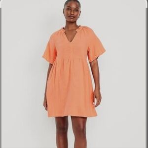 Orange V-Neck Dress